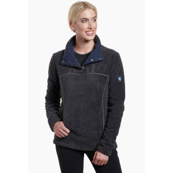 Kuhl Avalon Snap Fleece Jacket Womens S Small Gray 1/4 Button Pockets Pullover - Picture 1 of 16